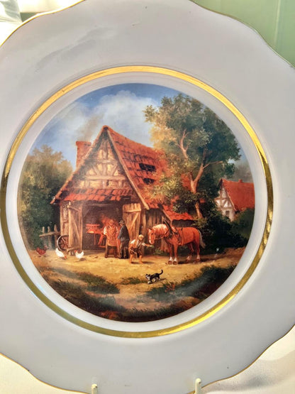 English Fine China Cottage Scene Wall Plate – 9 Inch
