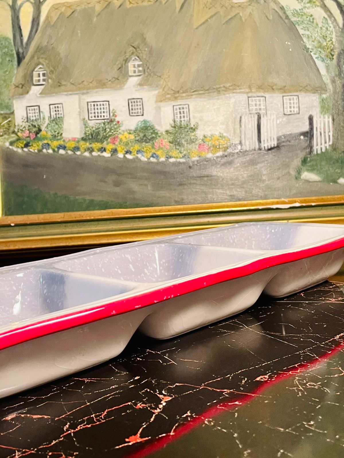 Christmas Porcelain Large 3-Section Snack Tray – Rectangular Holiday Serving Dish