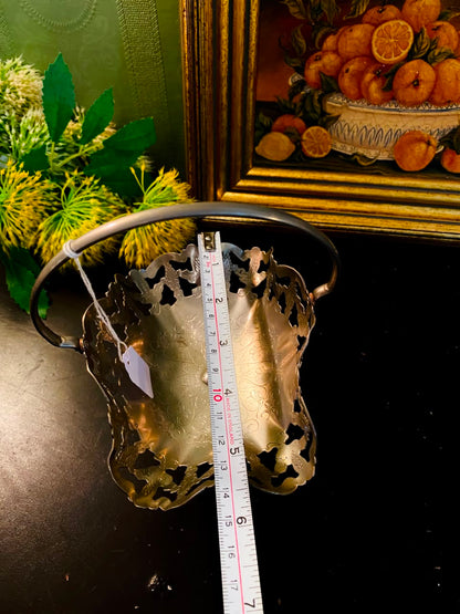 Vintage Silver-Plated Pierced Bon Bon Basket 6 Inch with Handle