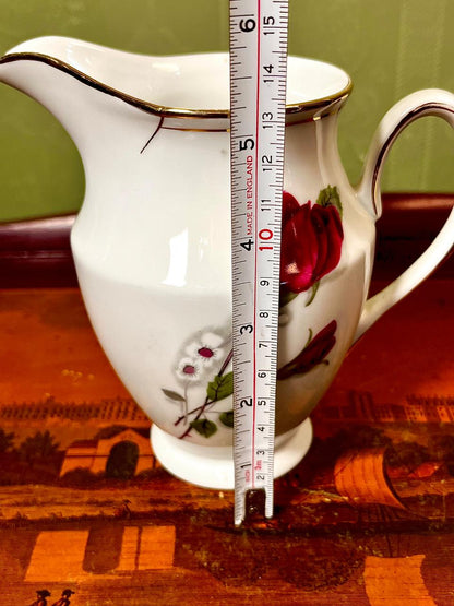 Vintage Rose Floral Porcelain Milk Jug | 5 Inch Creamer Pitcher