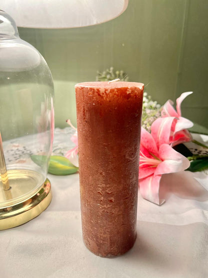 Bolsius Brown Scented Copper Pillar Candle – 19 cm