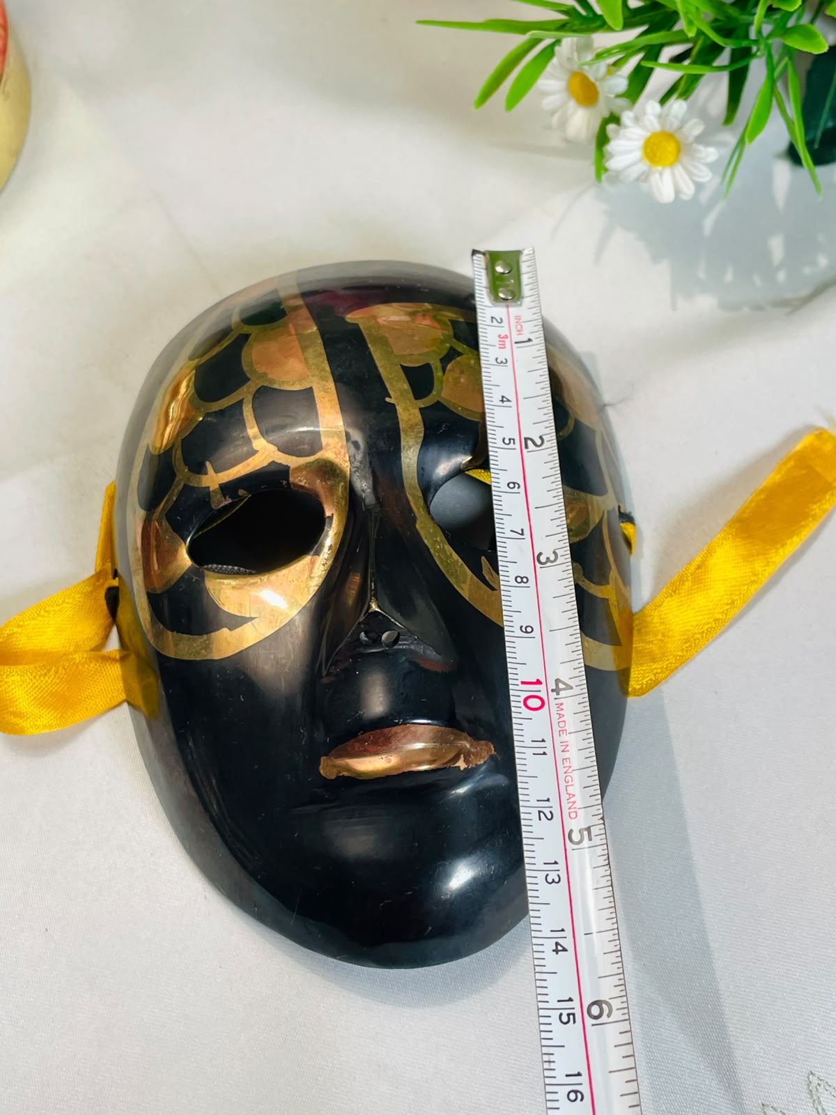 Brass Black & Gold Decorative Face Mask – 15 cm