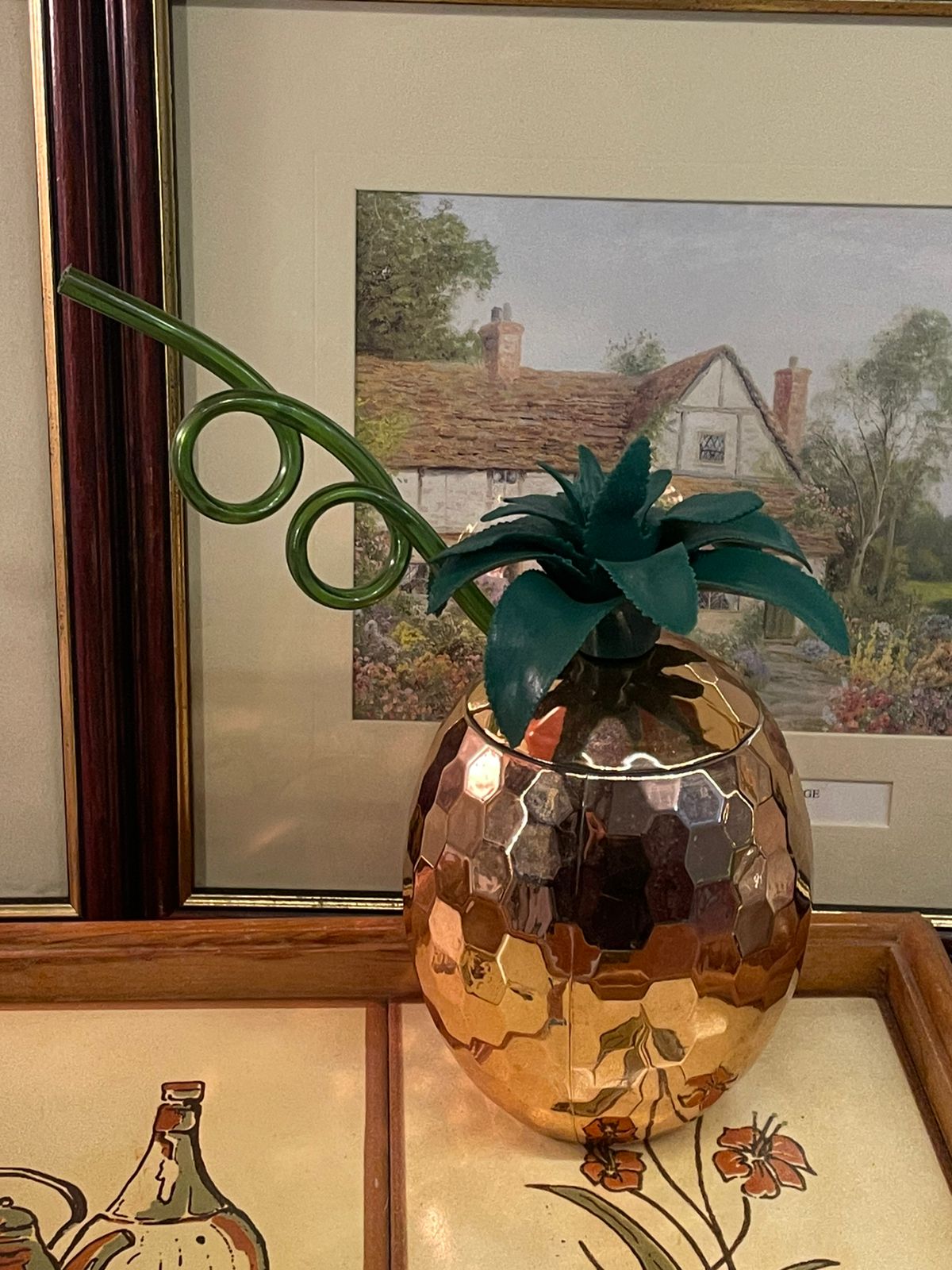 pineapple jar, gold pineapple, tropical decor, summer drink jar, party accessory, decorative jar, quirky decor, home decor, storage jar, pineapple cup, novelty drinkware, summer decor