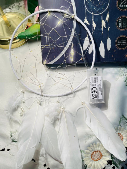 White Light-Up Dreamcatcher Wall Hanging Approx. 20 cm