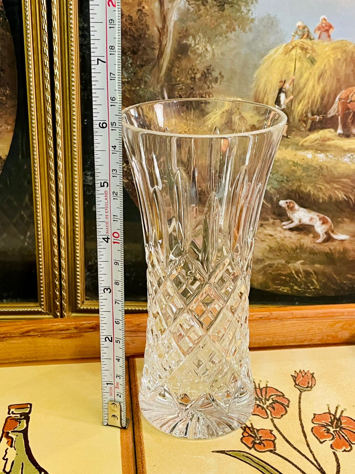 Set of 2 Cut Crystal Vases – Elegant Diamond Pattern Home Décor