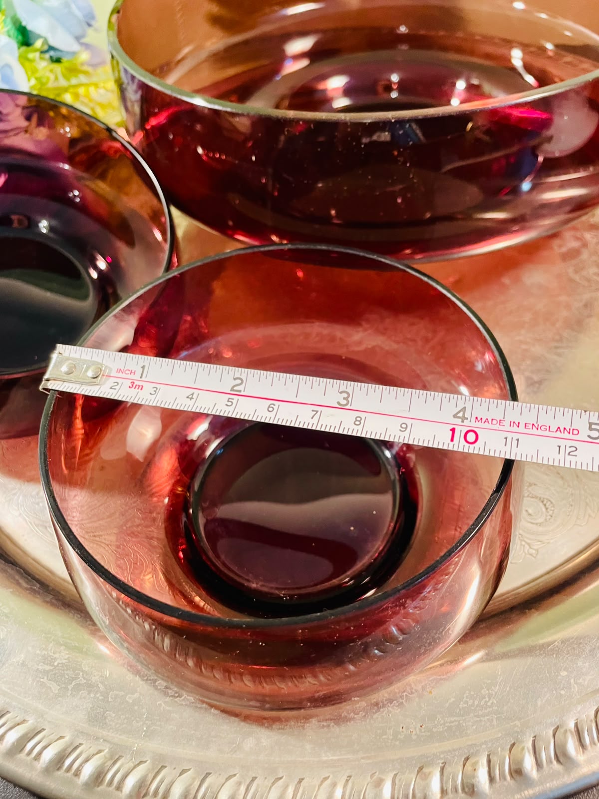 Ruby Red Crystal Serving Bowl Set – 3 Pieces