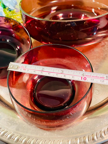 Ruby Red Crystal Serving Bowl Set – 3 Pieces