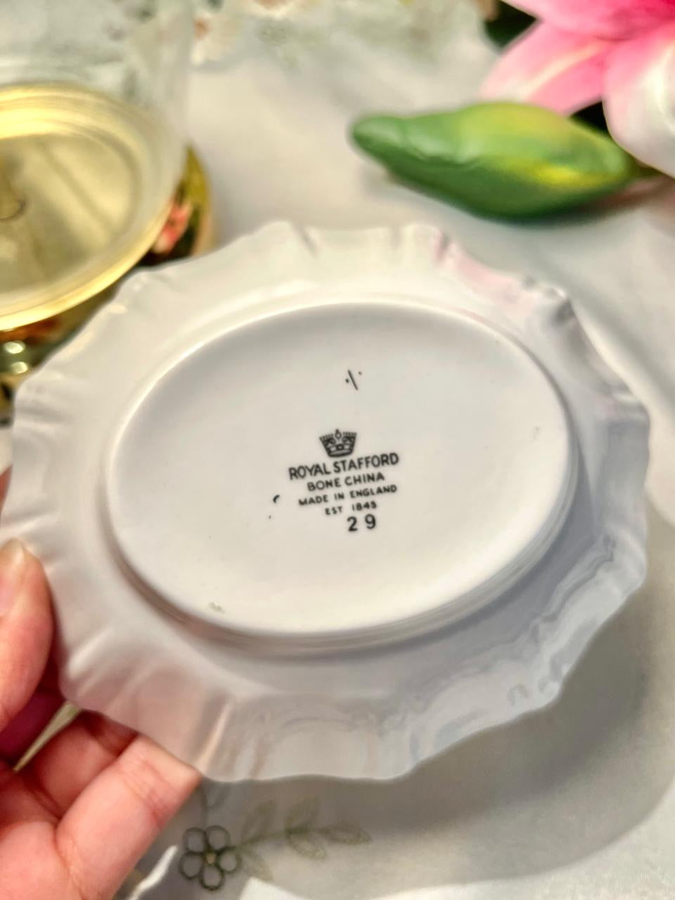 Royal Stafford Bone China Silver Wedding Dish Blue Floral 14 cm