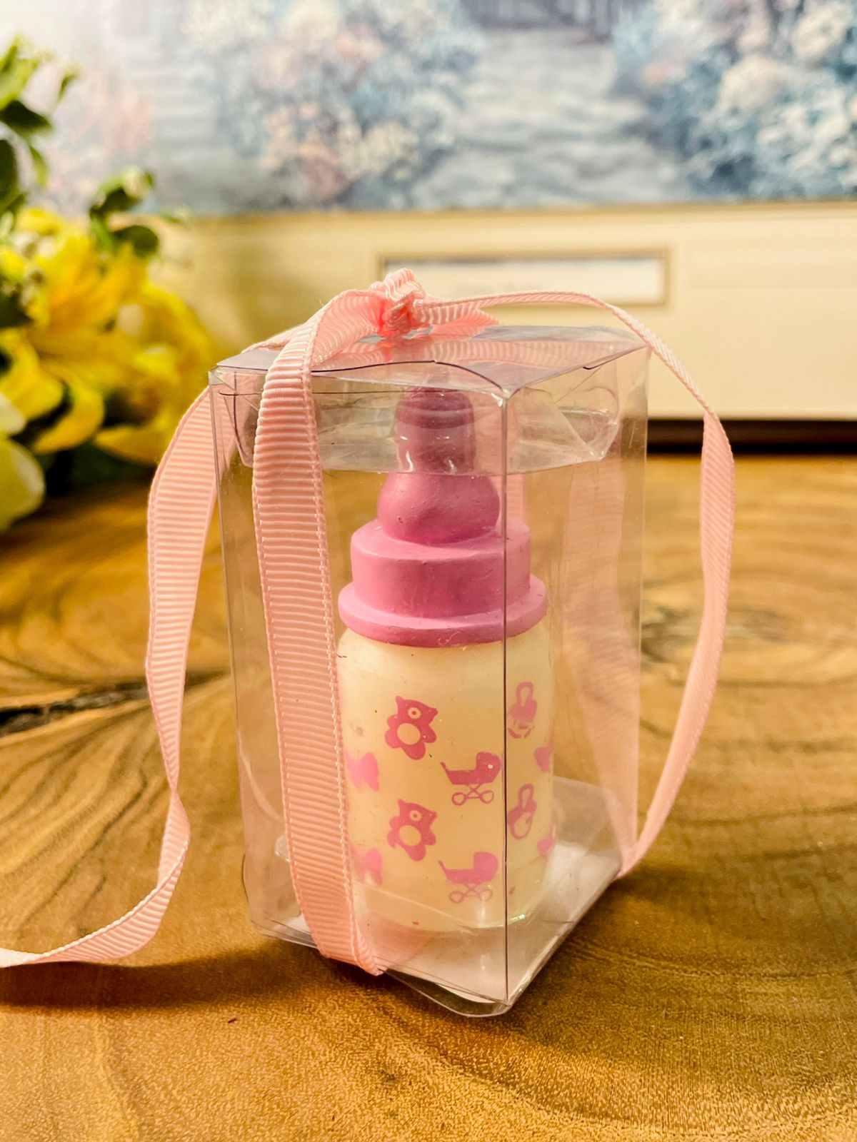 Pink Baby Bottle Candle Decorative Gift Box