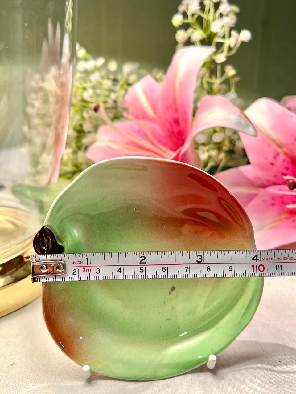 Carlton Ware Green & Red Apple-Shaped Dish 4 in