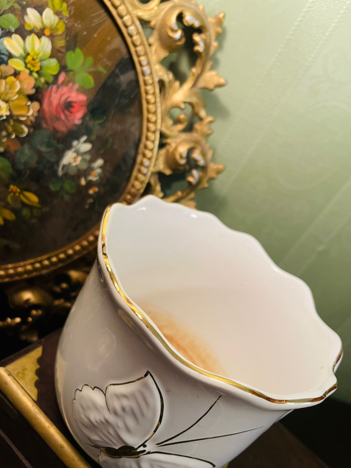 Vintage Butterfly Ceramic Planter Pot 4 Inch