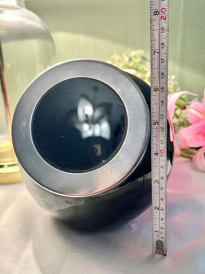Black & Silver-Tone Round Tabletop Cookie Jar Airtight 15cm