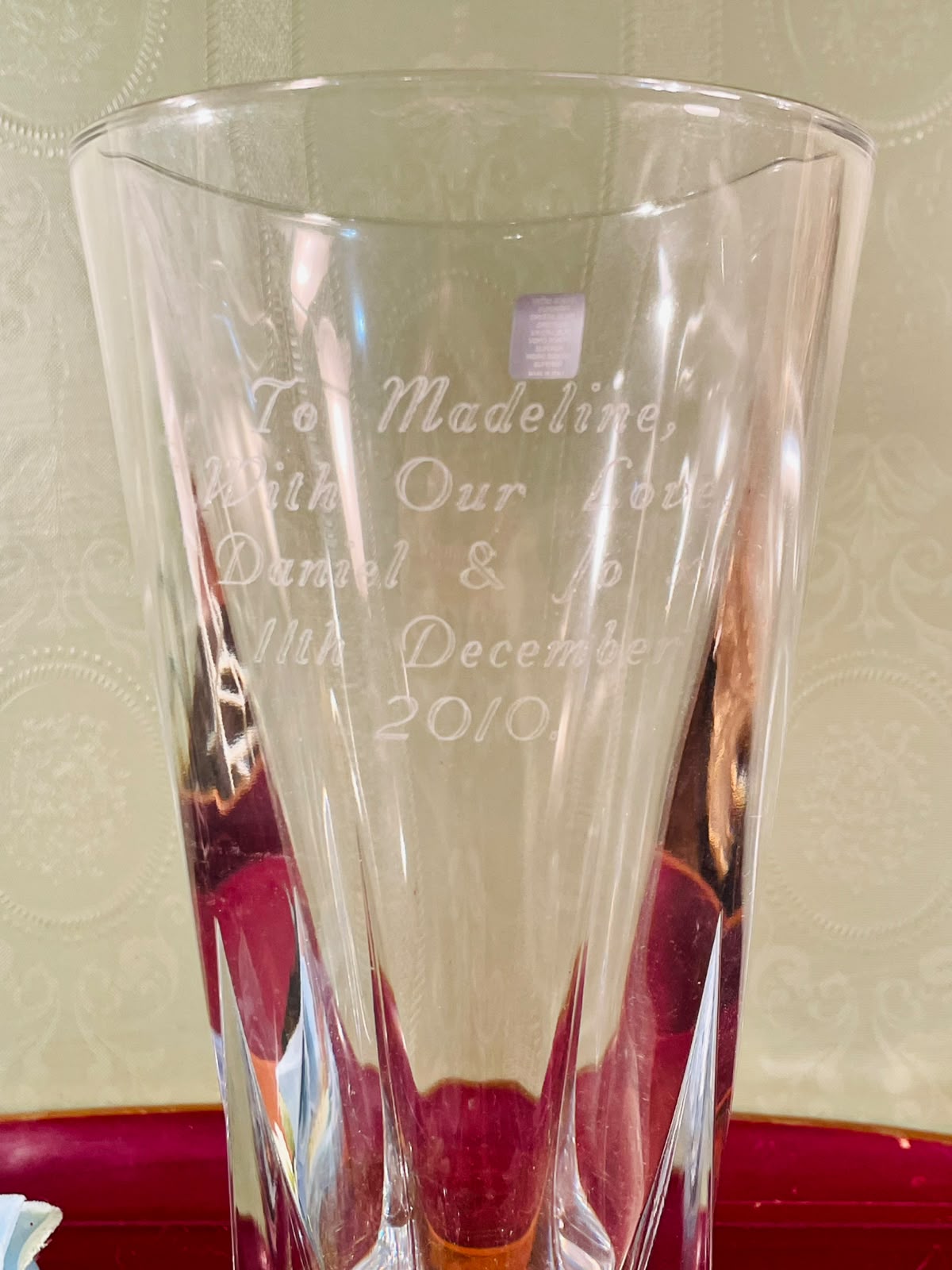 Engraved Clear Crystal Vase – 10 Inch