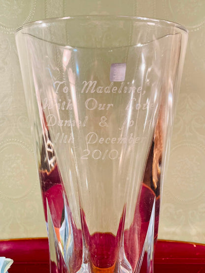 Engraved Clear Crystal Vase – 10 Inch
