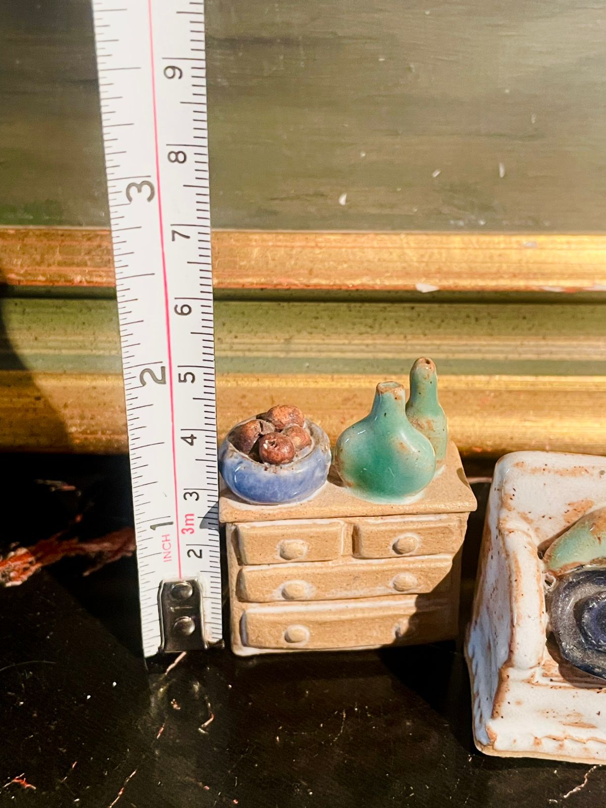 Vintage Miniature Ceramic Furniture Set — Sofa & Dresser Pair