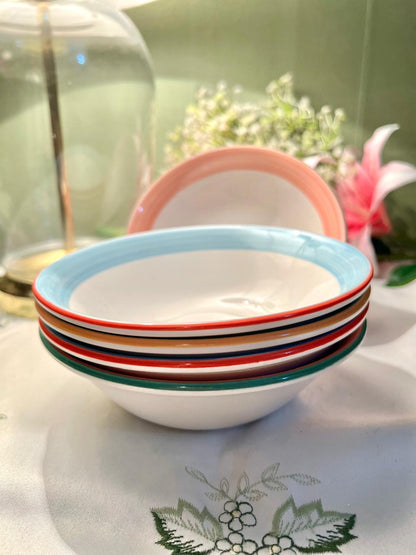 Steelite 5-Piece Colour Rim Bowls 6.5 in Made in England