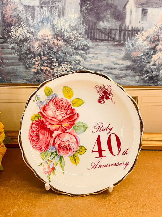 4.5 inches Vintage Ruby 40th Anniversary Bone China Plate England