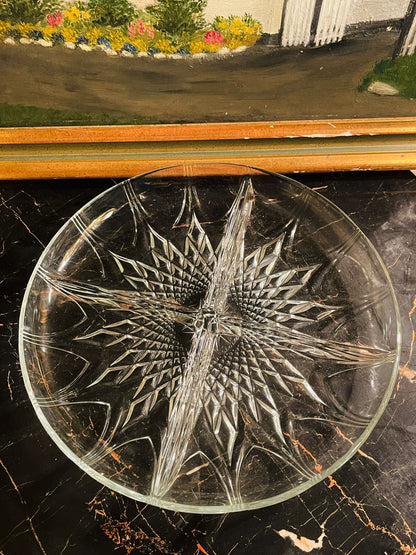 Vintage Crystal 4-Way Divided Plate Dish – Serving Dish