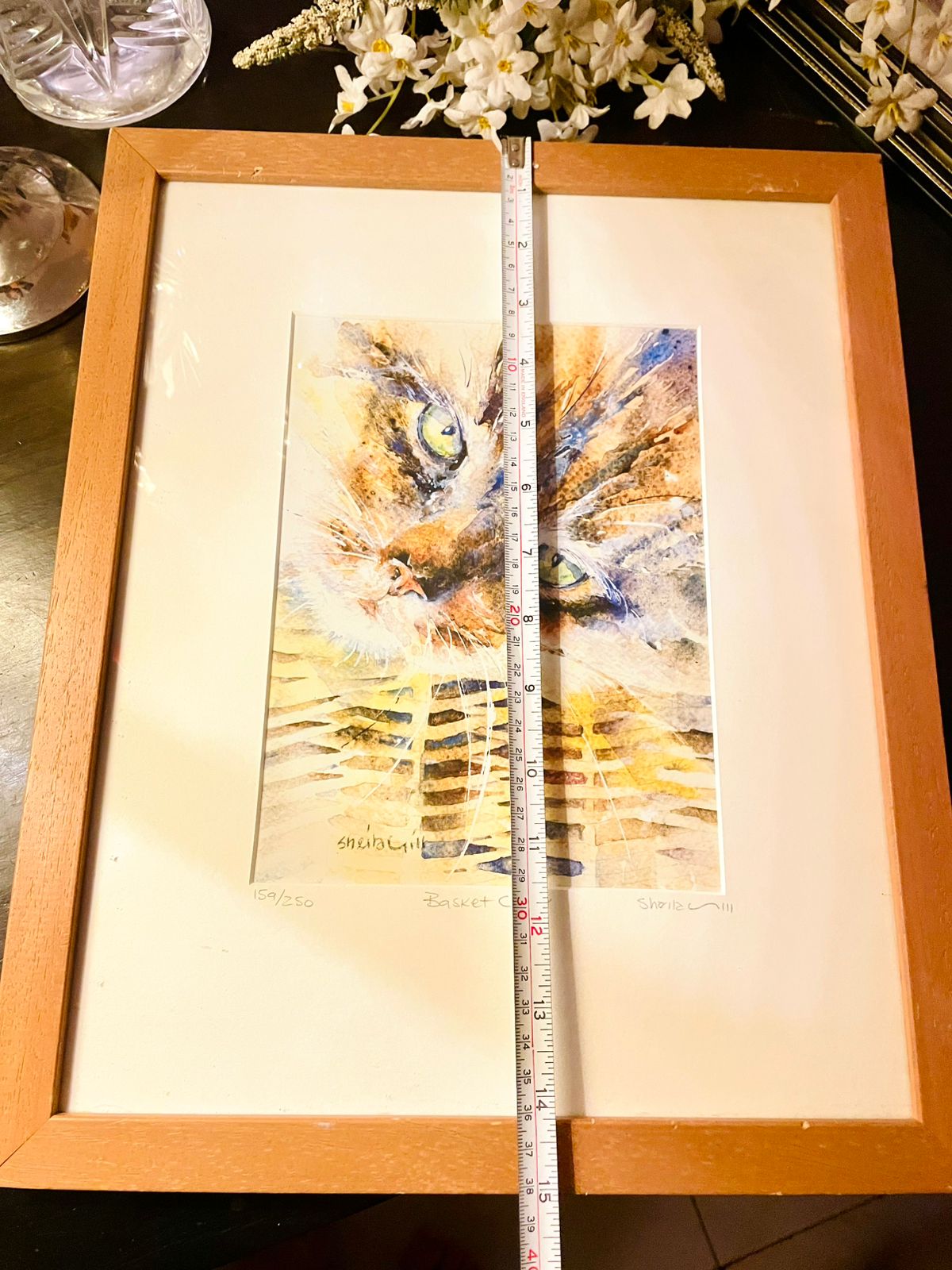 Sheila Gill Original Cat Watercolour Painting — 15in Framed