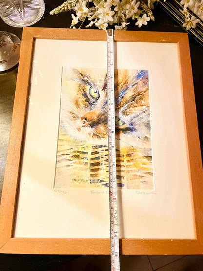 Sheila Gill Original Cat Watercolour Painting — 15in Framed