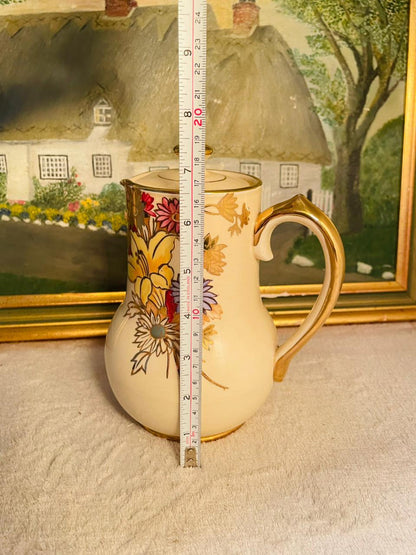 Antique Rudolstadt Germany Porcelain Jug – Yellow Daisy Floral | Vintage Collectible Pakistan