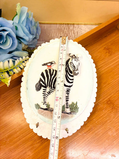 Zebra Key Holder – Decorative 3D Animal Design with Bird Accent