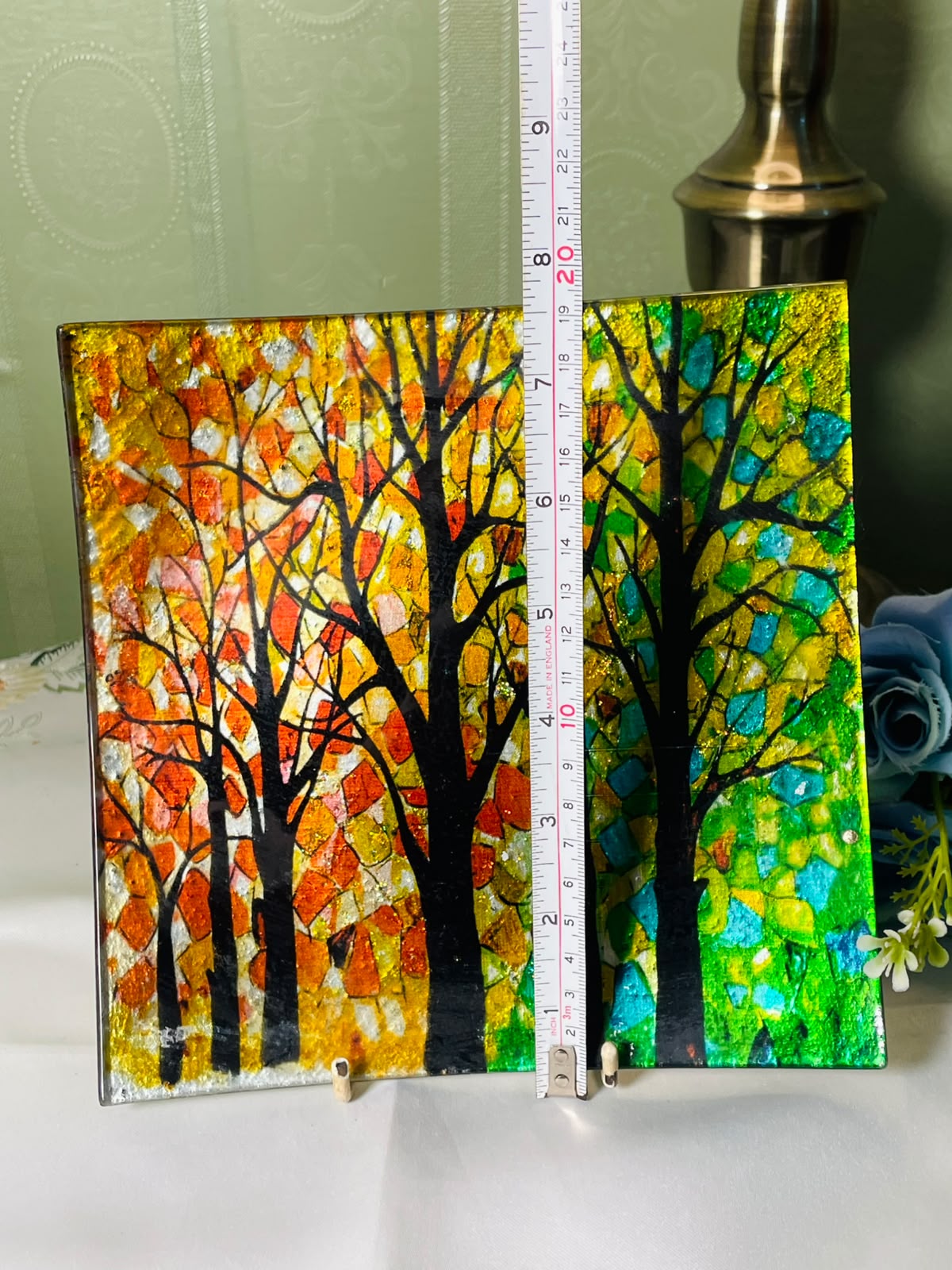 Colourful Tree of Life Glass Plater  20 cm