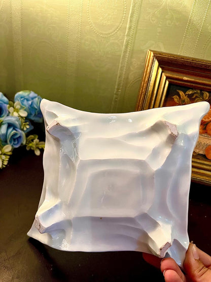 Vintage White Sculptural Ceramic Serving Bowl – 7 Inch