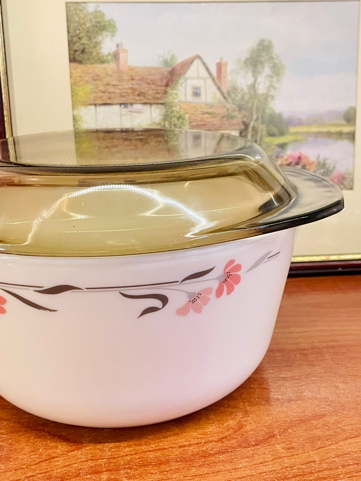 Pyrex Pink Floral Casserole Dish with Lid – Large 24cm – Oven Safe Cookware