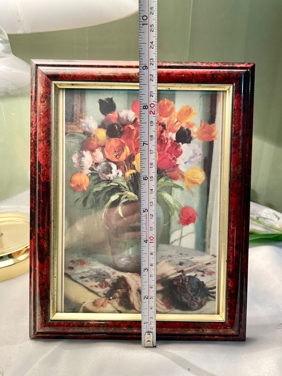 vintage painting titled "Tulips"by the renowned Belgian Impressionist artist Fernand Toussaint Framed Art 9 in