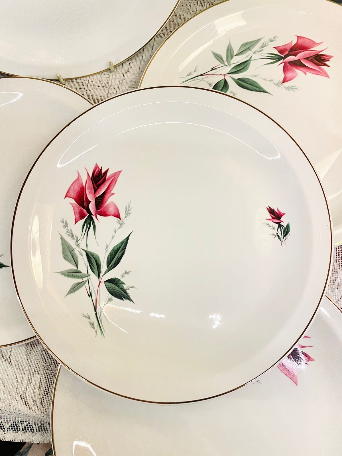 Vintage Alfred Meakin Rose Dinner Plates Set of 5
