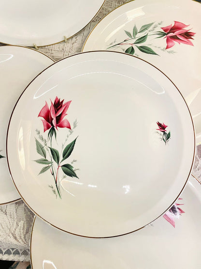 Vintage Alfred Meakin Rose Dinner Plates Set of 5