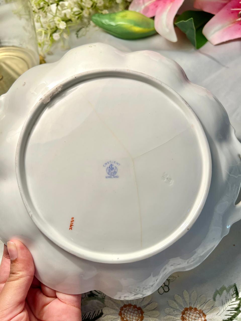 Crescent England Floral Handled Serving Dish – 10 Inch