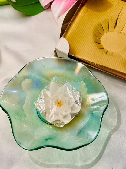 Creative Gifts Green Crystal Bowl with Floating Candle Set | 6"