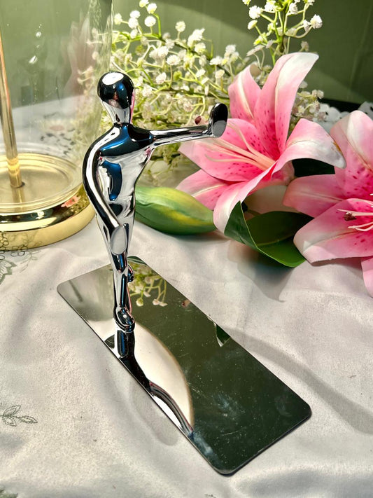 Vintage Silver-Tone Musician Figurine 15 cm