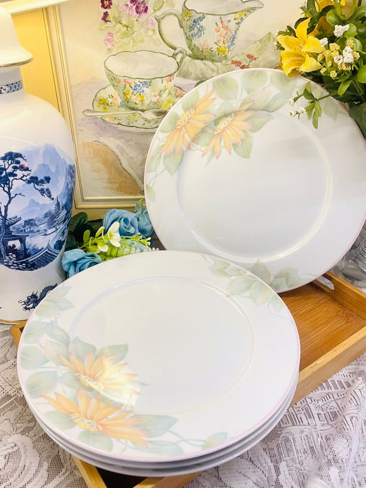 Denby Rhapsody Floral Plate Set – 4 Dinner Plates, Porcelain