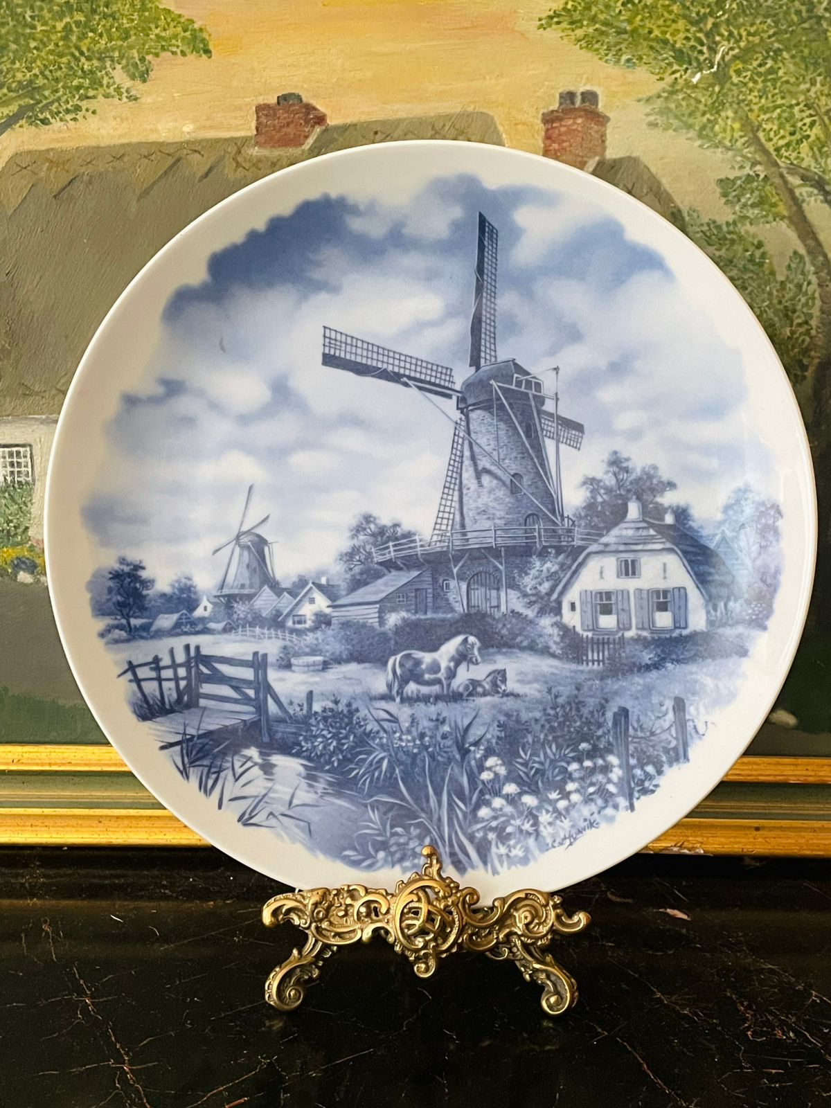 Hand-Decorated Blue Pottery Décor Plate by Delft Blauw – Made in Holland 10 Inch Collectible