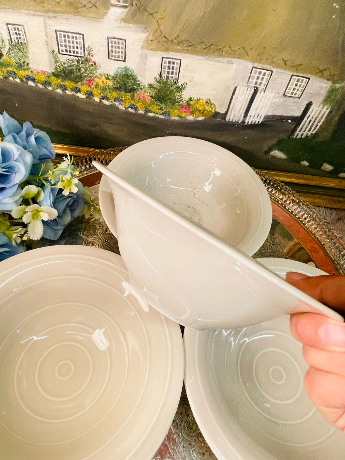 Vintage IKEA White Ceramic bowls – 6in, 4 Pieces