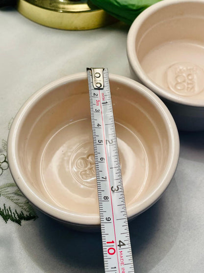 Set of 2 German Stoneware Ramekin Bowls – Cream & Dark Brown, Approx. 9 cm