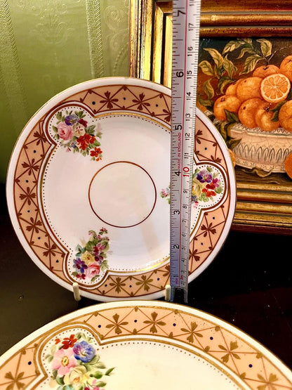 Set of 5 Floral Gold Trim Saucer Plate 14 cm