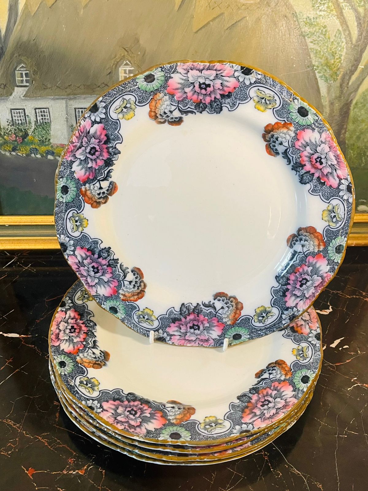 Set of 6 Vintage Cambridge Royal Semi-Porcelain Dinner Plates – Wood & Son England