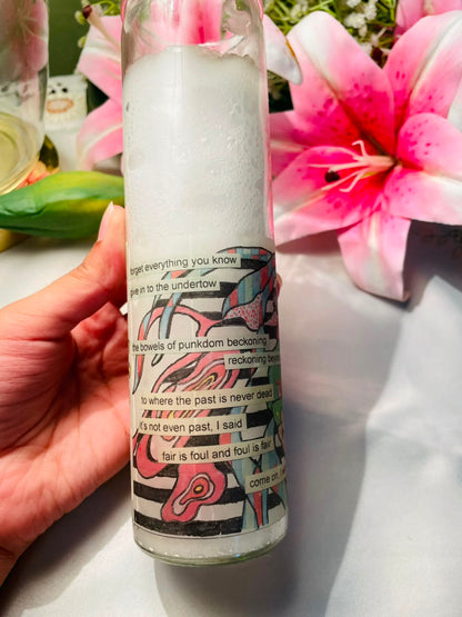 Illustrated Clear Crystal Candle Approx. 19 cm