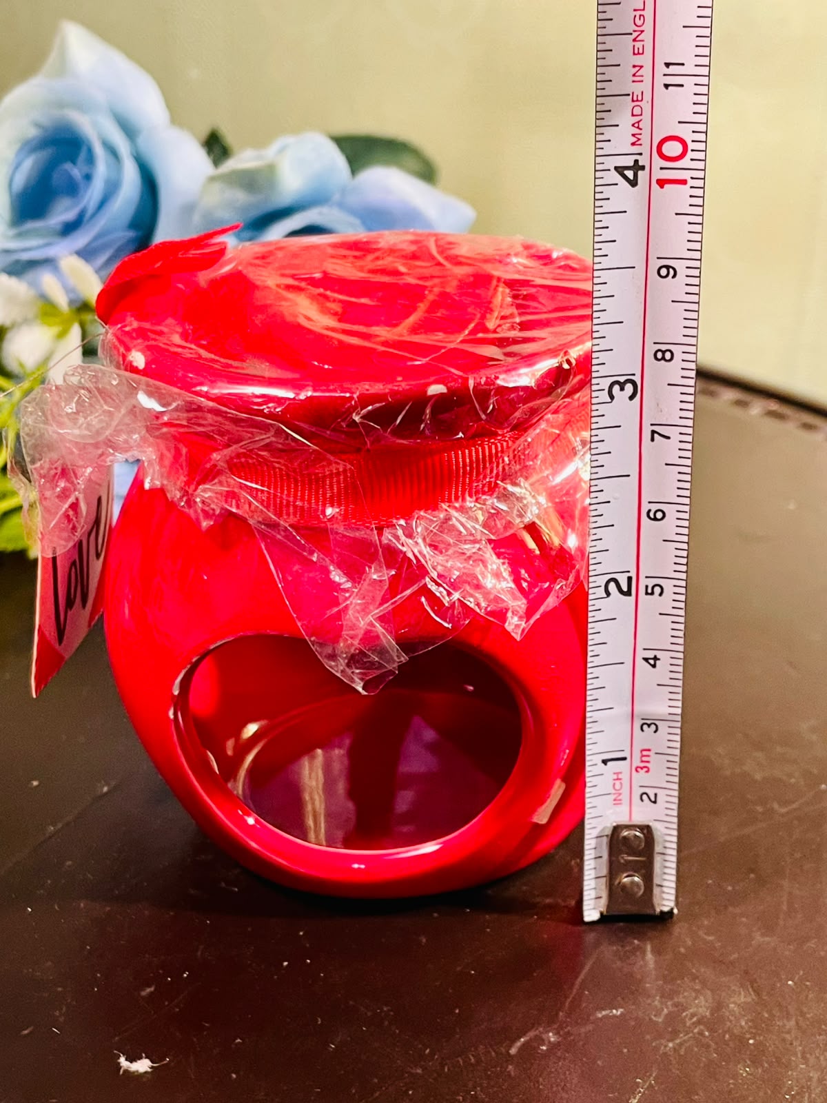 Red Ceramic Heart Wax Melt Burner & Tealight Oil Warmer (4 Inch)