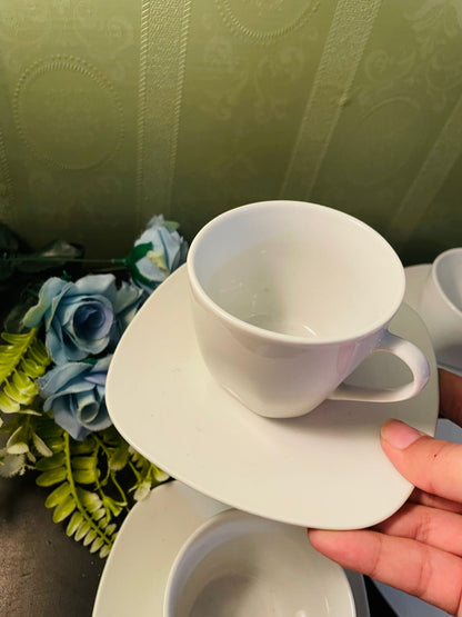 Vintage White Porcelain Espresso Cups & Saucers Set of 5