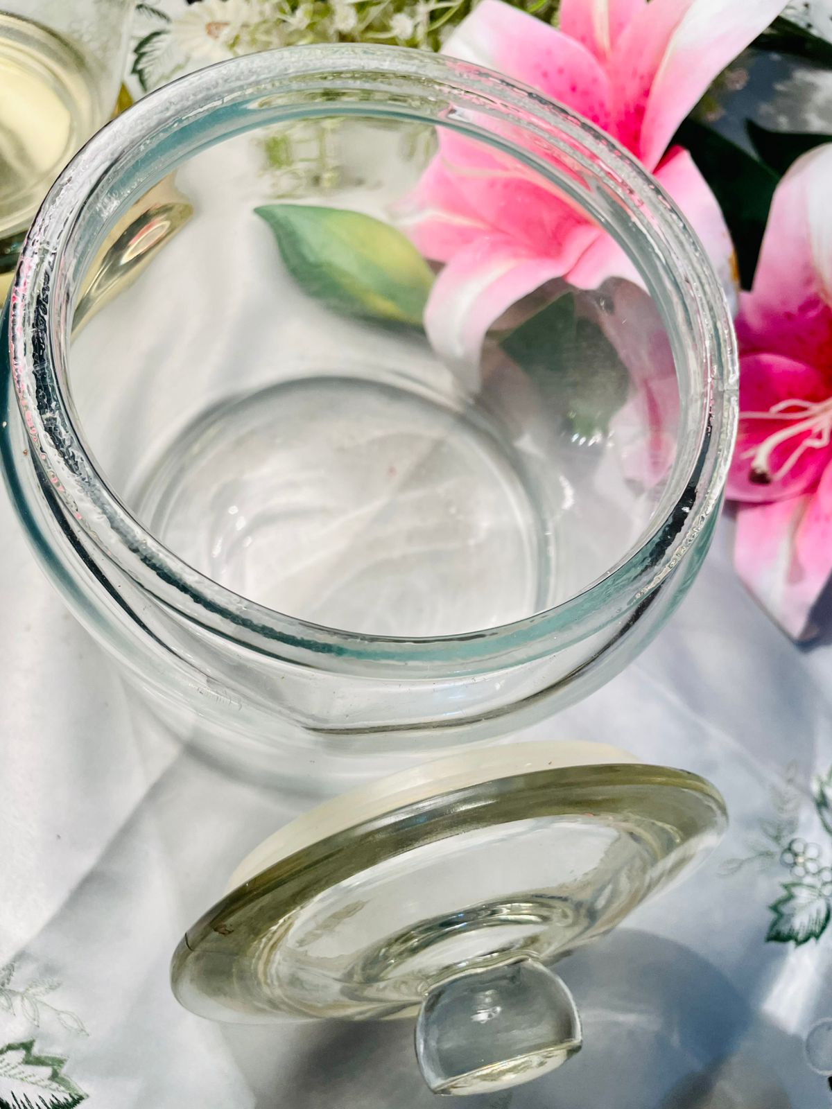 IKEA Large Clear Crystal Storage Jar with Lid 7 in