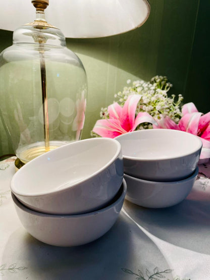 White Ceramic Serving Bowls – Set of 4, 5.5 Inch