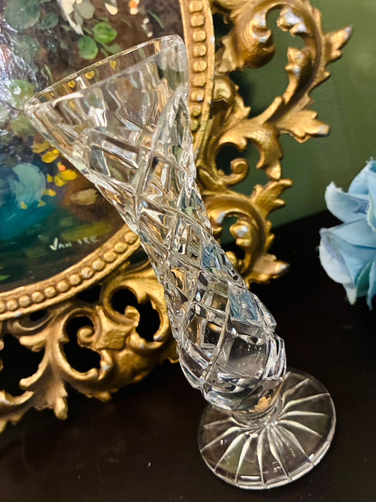 Vintage Clear Cut Crystal Bud Vase