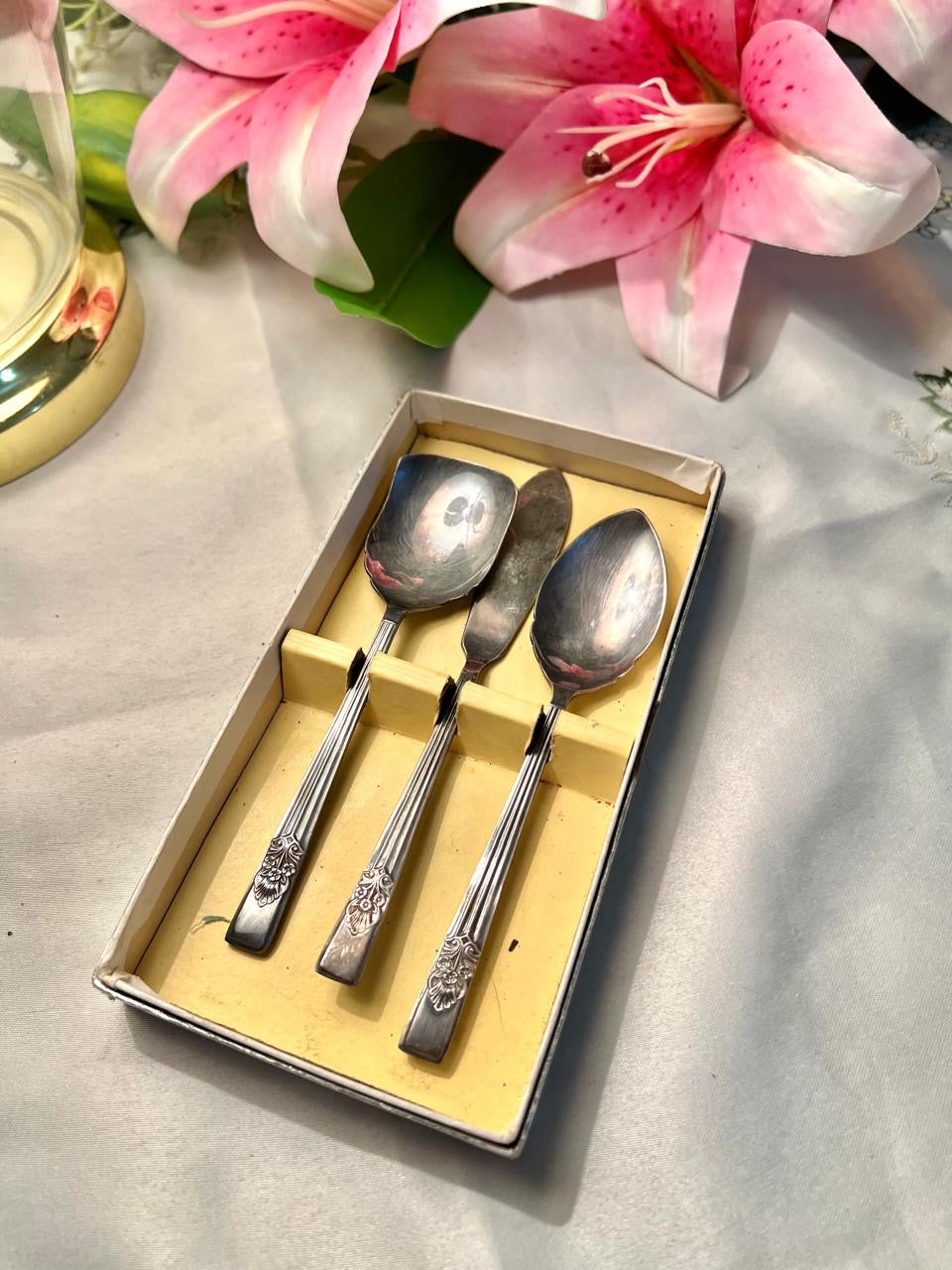 Vintage Silver-Tone 3-Piece Spoon & Spreader Set