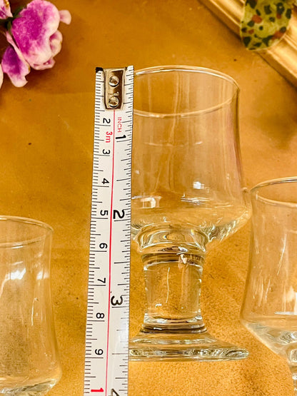 Set of 4 - Vintage Pedestal Glass Goblets  – Minimal Clear Drinkware