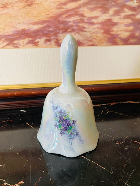 souvenir bell California, San Diego collectible, iridescent glass bell, blue flower vintage bell, California memorabilia, travel souvenir gift, state of California collectible, vintage iridescent décor, USA souvenir treasures, rare thrift finds